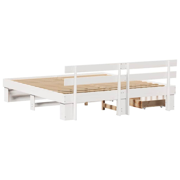 vidaXL Bed Frame with Headboard White 200 x 200 cm Solid Pine Wood