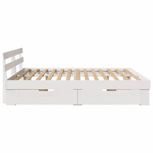 vidaXL Bed Frame with Headboard White 200 x 200 cm Solid Pine Wood