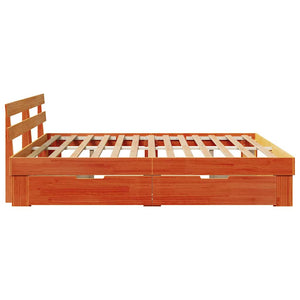 vidaXL Bed Frame Waxed Brown 200 x 200 cm Solid Pine Wood