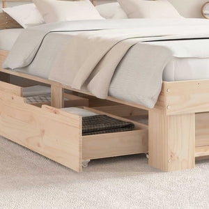 vidaXL Bed Frame with Headboard Brown 150 x 200 cm Solid Pine Wood