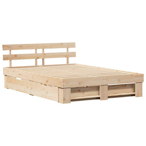 vidaXL Bed Frame with Headboard Brown 150 x 200 cm Solid Pine Wood