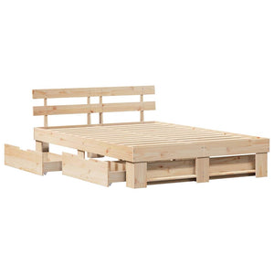 vidaXL Bed Frame with Headboard Brown 150 x 200 cm Solid Pine Wood