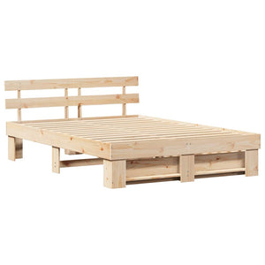 vidaXL Bed Frame with Headboard Brown 150 x 200 cm Solid Pine Wood