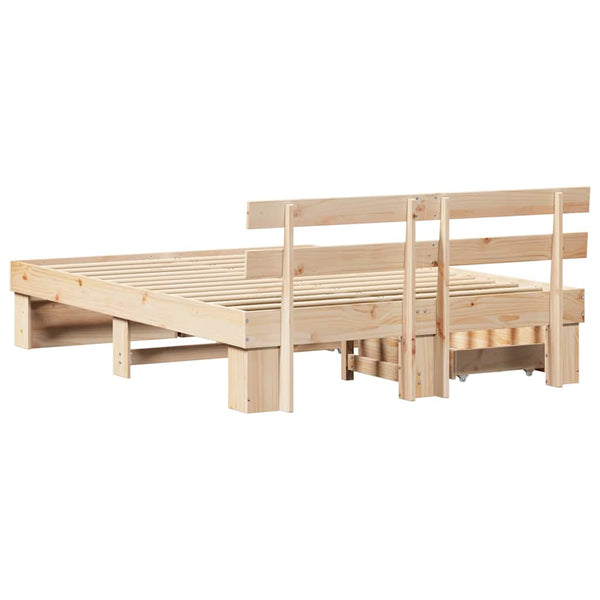 vidaXL Bed Frame with Headboard Brown 150 x 200 cm Solid Pine Wood