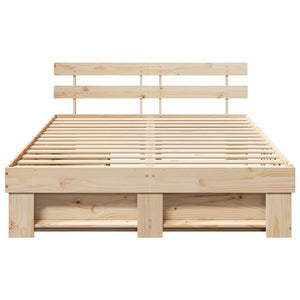 vidaXL Bed Frame with Headboard Brown 150 x 200 cm Solid Pine Wood