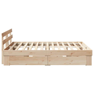 vidaXL Bed Frame with Headboard Brown 150 x 200 cm Solid Pine Wood