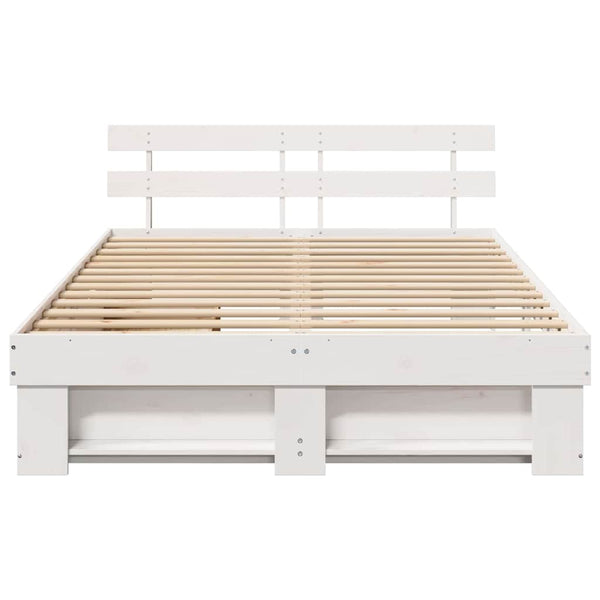 vidaXL Bed Frame with Headboard White 150 x 200 cm Solid Pine Wood