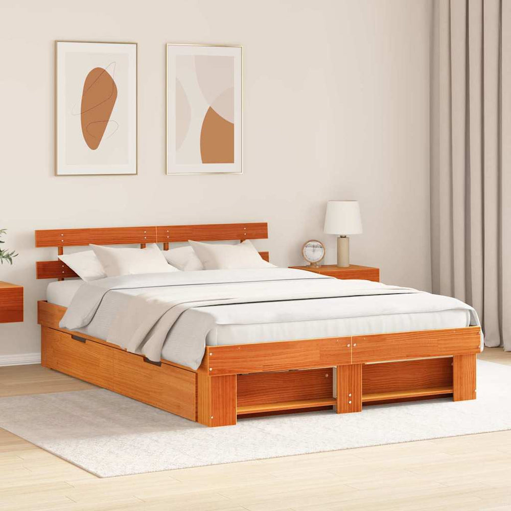 vidaXL Bed Frame Honey Brown 150 x 200 cm Solid Pine Wood