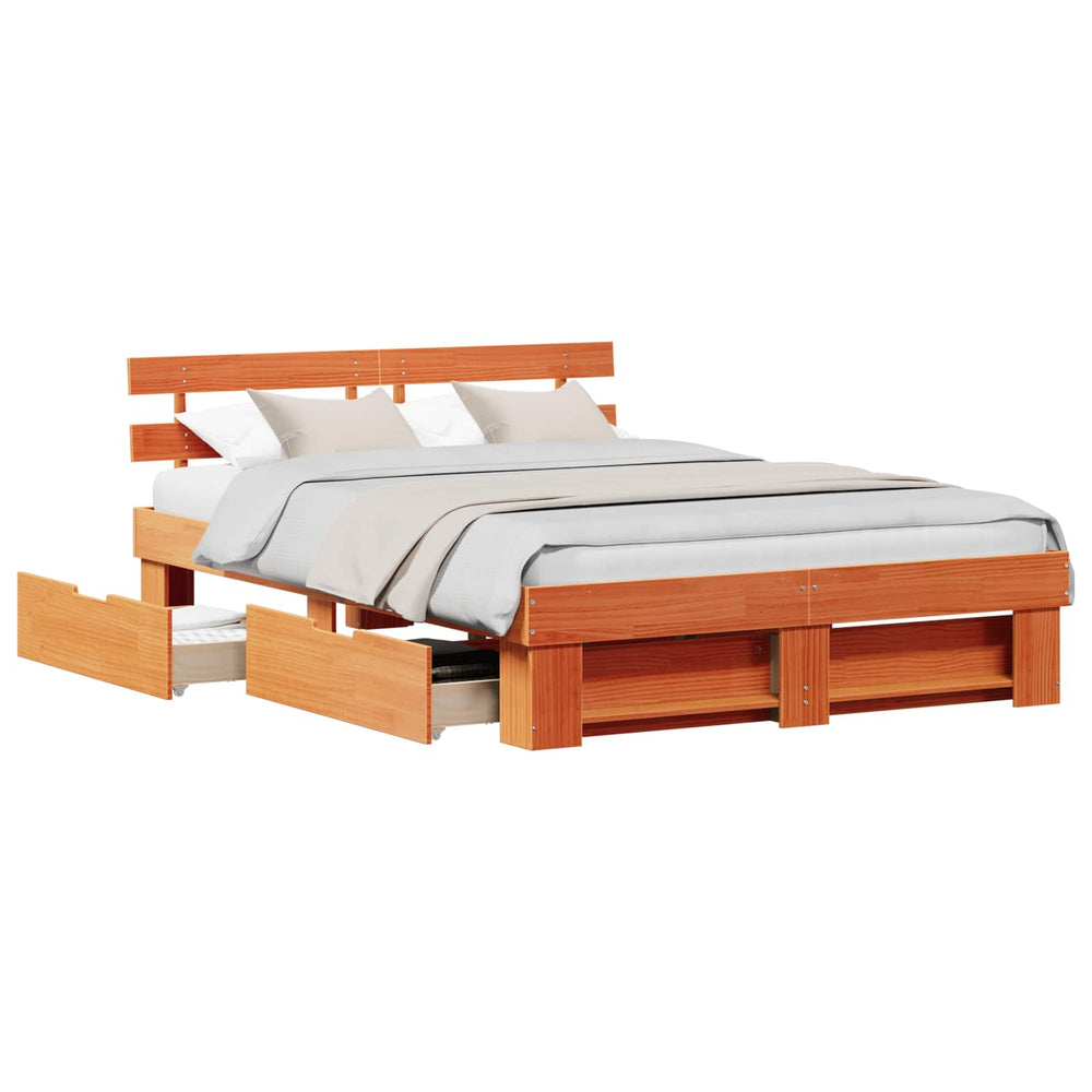 vidaXL Bed Frame Honey Brown 150 x 200 cm Solid Pine Wood