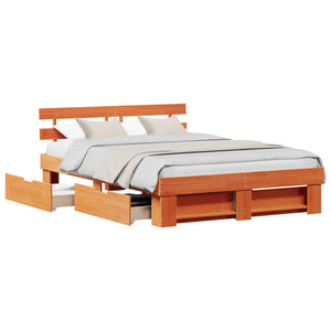 vidaXL Bed Frame Honey Brown 150 x 200 cm Solid Pine Wood