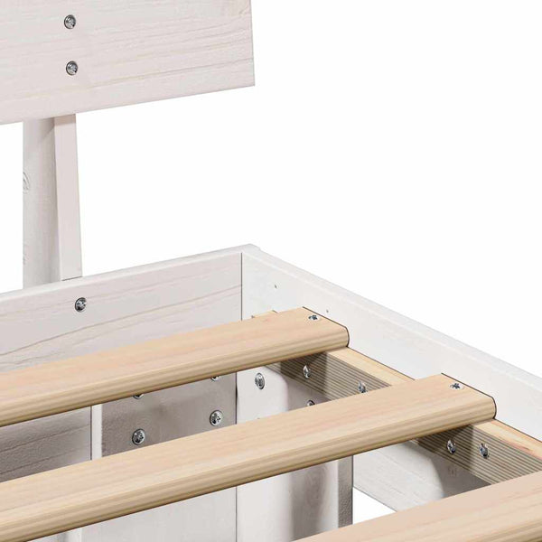 vidaXL Bed Frame with Headboard White 135 x 190 cm Solid Pine