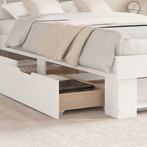 vidaXL Bed Frame with Headboard White 135 x 190 cm Solid Pine