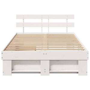 vidaXL Bed Frame with Headboard White 135 x 190 cm Solid Pine
