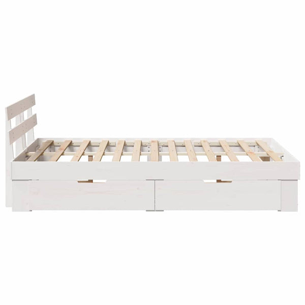 vidaXL Bed Frame with Headboard White 135 x 190 cm Solid Pine