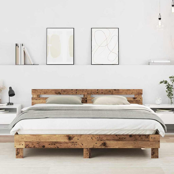 vidaXL Bed Frame with Headboard Reclaimed Wood 203 x 185 x 70 cm Engineered Wood