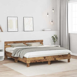 vidaXL Bed Frame with Headboard Reclaimed Wood 203 x 185 x 70 cm Engineered Wood