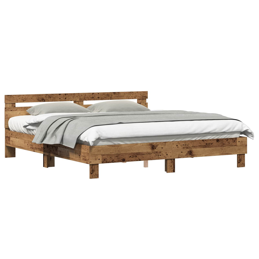 vidaXL Bed Frame with Headboard Reclaimed Wood 203 x 185 x 70 cm Engineered Wood