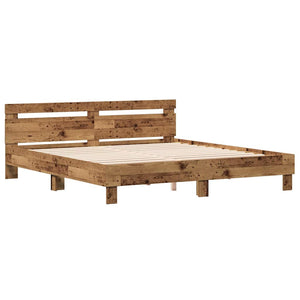 vidaXL Bed Frame with Headboard Reclaimed Wood 203 x 185 x 70 cm Engineered Wood