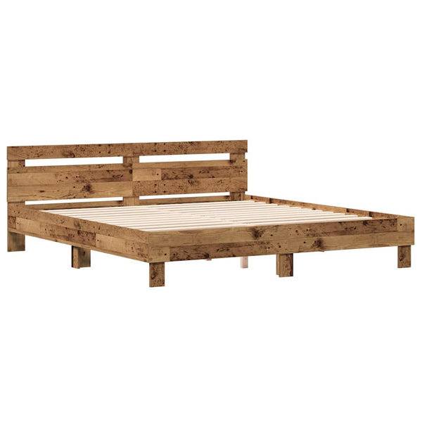 vidaXL Bed Frame with Headboard Reclaimed Wood 203 x 185 x 70 cm Engineered Wood
