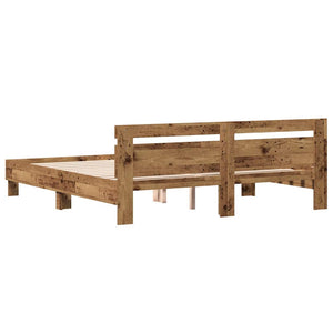 vidaXL Bed Frame with Headboard Reclaimed Wood 203 x 185 x 70 cm Engineered Wood