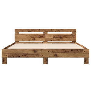 vidaXL Bed Frame with Headboard Reclaimed Wood 203 x 185 x 70 cm Engineered Wood