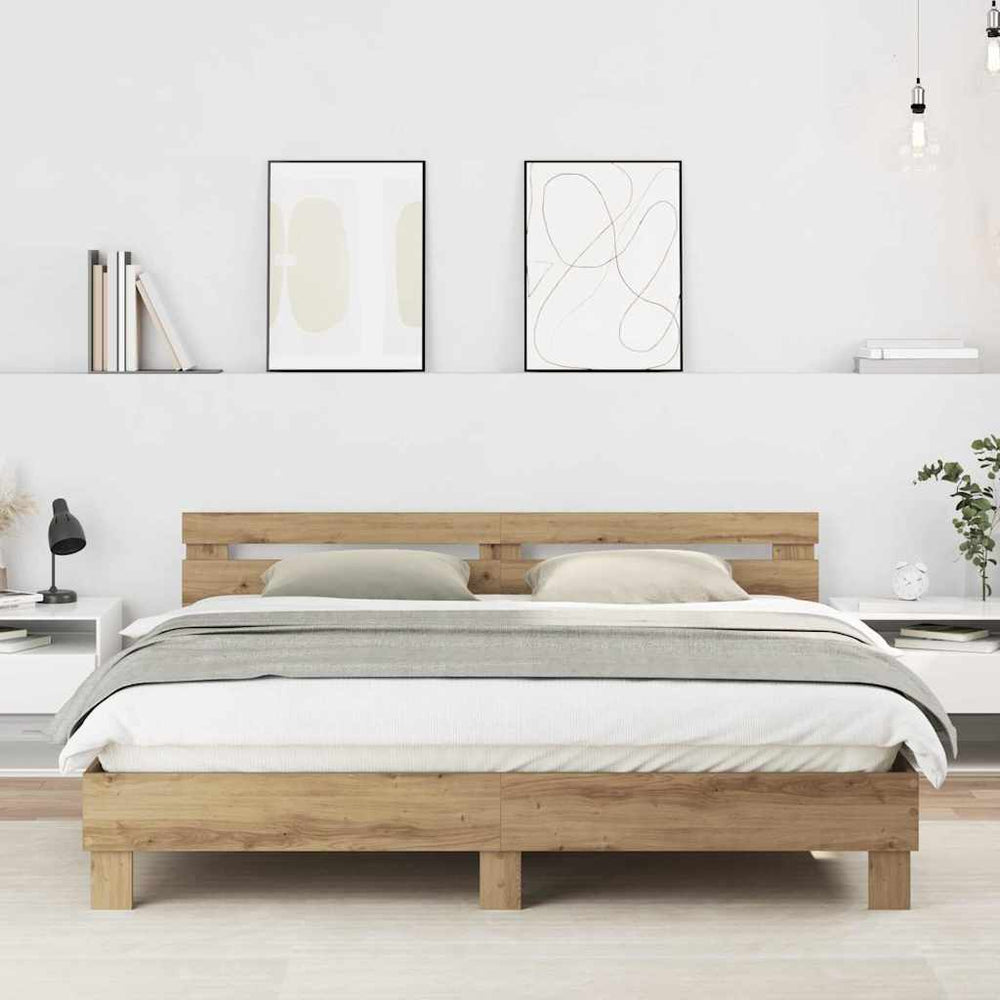 vidaXL Bed Frame Artisan Oak 203 x 185 x 70 cm Engineered Wood