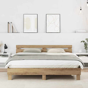 vidaXL Bed Frame Artisan Oak 203 x 185 x 70 cm Engineered Wood