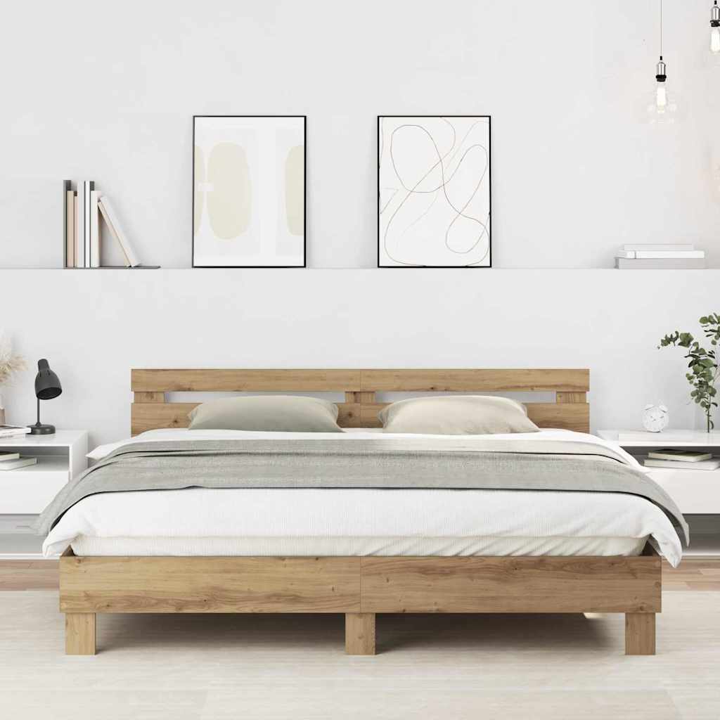 vidaXL Bed Frame Artisan Oak 203 x 185 x 70 cm Engineered Wood