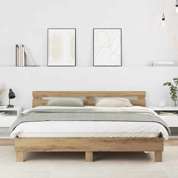 vidaXL Bed Frame Artisan Oak 203 x 185 x 70 cm Engineered Wood