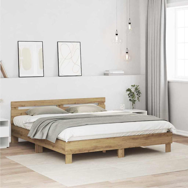 vidaXL Bed Frame Artisan Oak 203 x 185 x 70 cm Engineered Wood