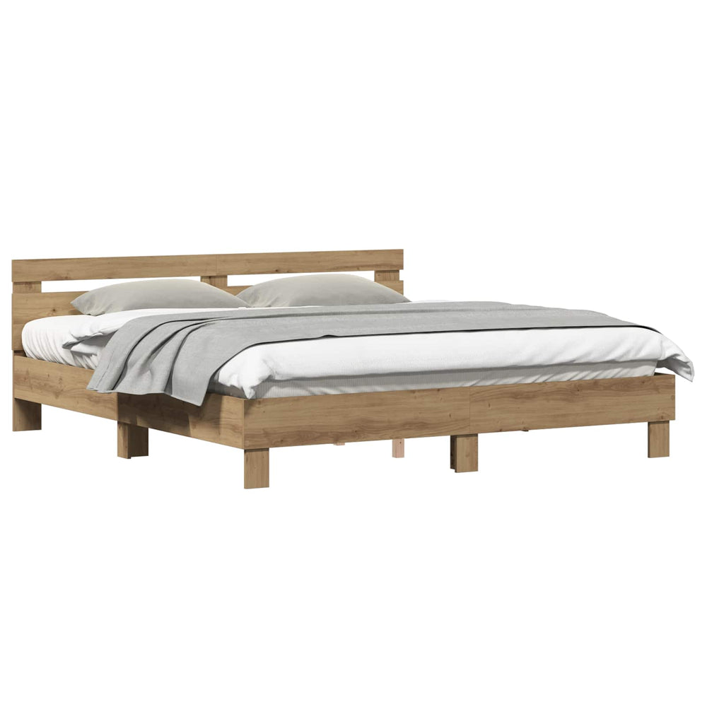 vidaXL Bed Frame Artisan Oak 203 x 185 x 70 cm Engineered Wood