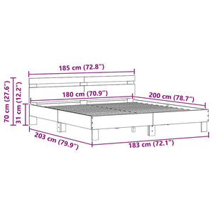 vidaXL Bed Frame Artisan Oak 203 x 185 x 70 cm Engineered Wood