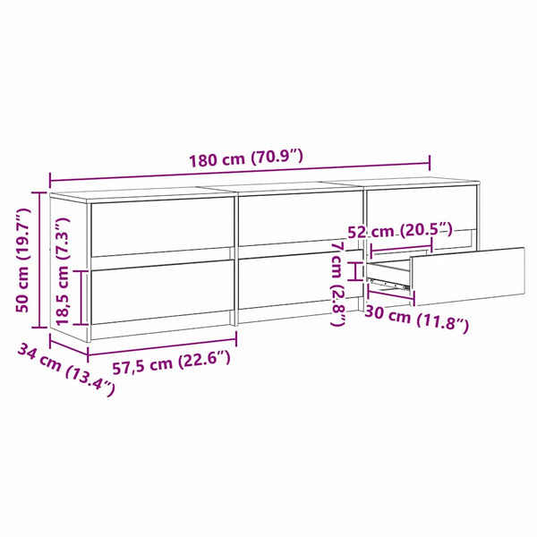 vidaXL TV Units 2 pcs Reclaimed Wood 180 x 34 x 50 cm Engineered Wood