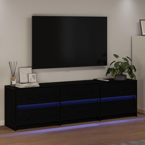 vidaXL TV Cabinets 2 pcs Black Oak Look 180 x 34 x 50 cm