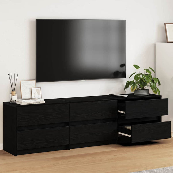vidaXL TV Cabinets 2 pcs Black Oak Look 180 x 34 x 50 cm