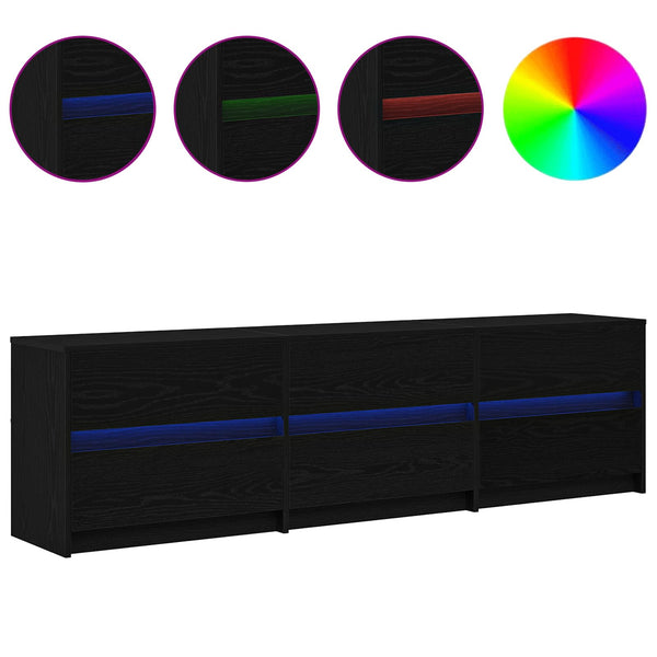 vidaXL TV Cabinets 2 pcs Black Oak Look 180 x 34 x 50 cm