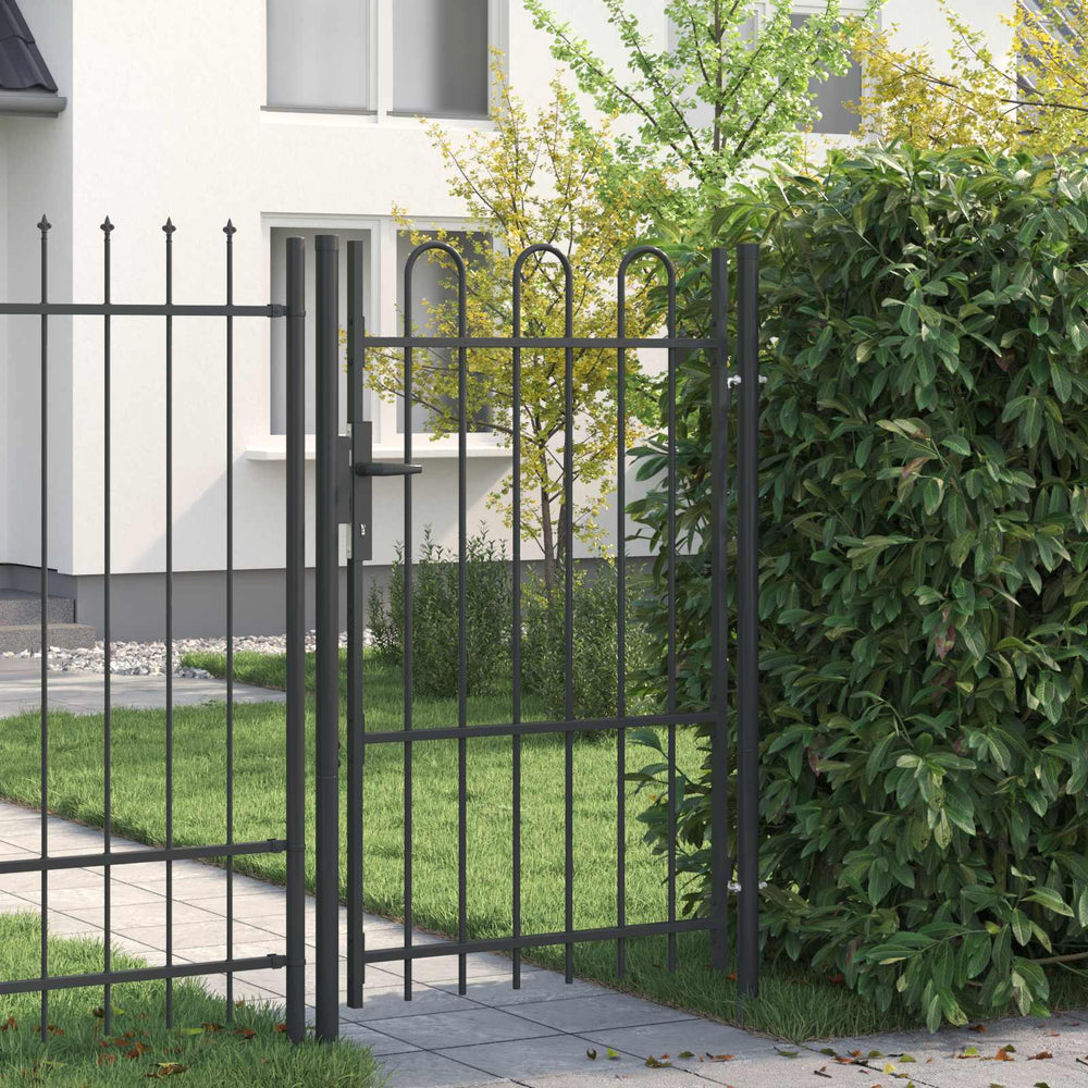 vidaXL BOXTEL Garden Gate 103 x 200 cm Powder-Coated Steel Grey