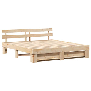 vidaXL Bed Frame with Headboard Brown 180 x 200 cm Solid Pine Wood