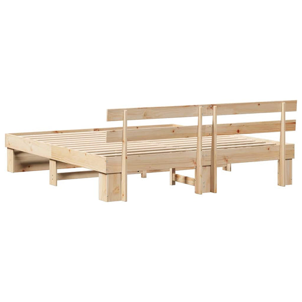 vidaXL Bed Frame with Headboard Brown 180 x 200 cm Solid Pine Wood