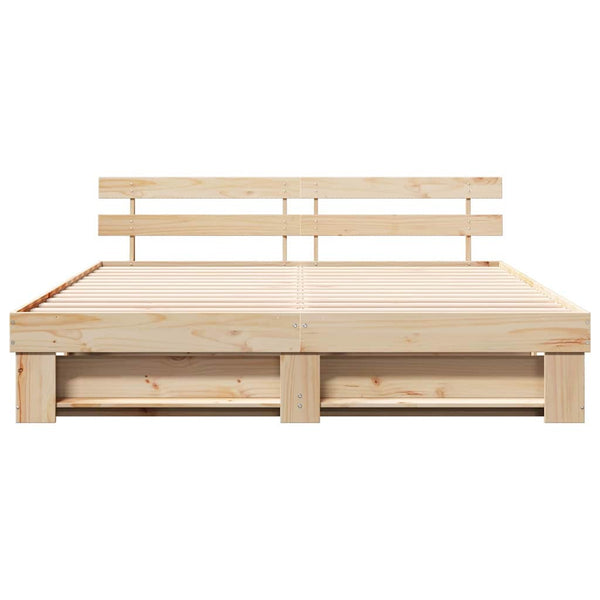 vidaXL Bed Frame with Headboard Brown 180 x 200 cm Solid Pine Wood