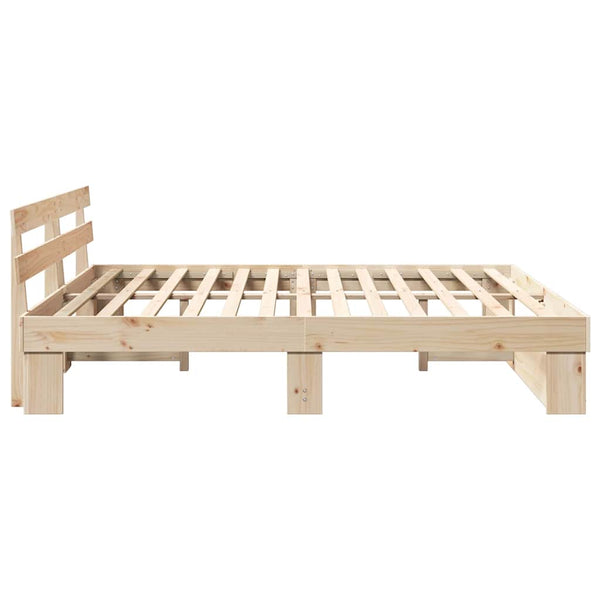 vidaXL Bed Frame with Headboard Brown 180 x 200 cm Solid Pine Wood