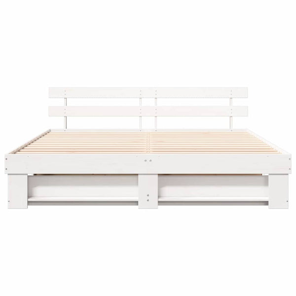vidaXL Bed Frame with Headboard White 180 x 200 cm Solid Pine Wood