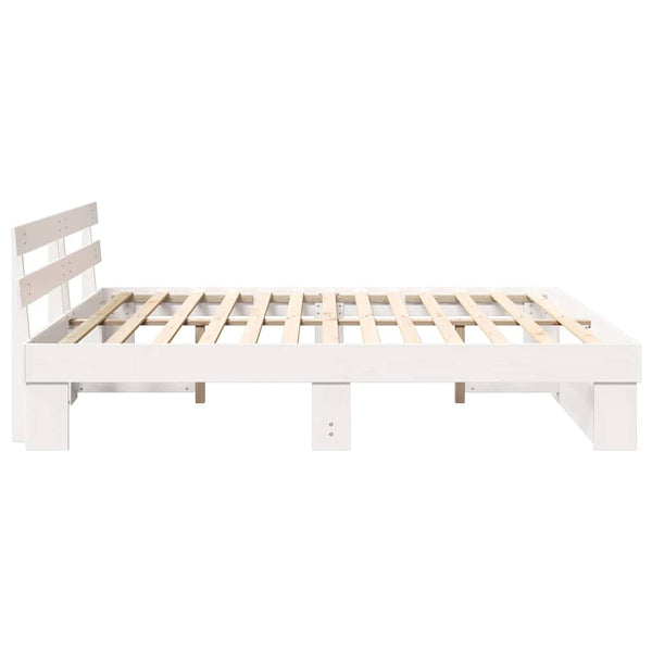 vidaXL Bed Frame with Headboard White 180 x 200 cm Solid Pine Wood