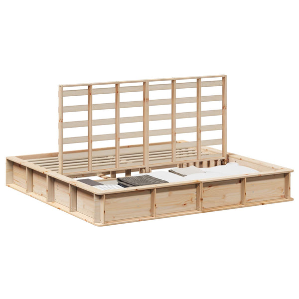 vidaXL Bed Frame Brown 200 x 200 cm Solid Pine Wood
