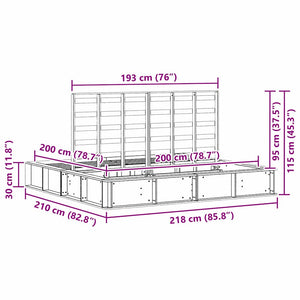 vidaXL Bed Frame Brown 200 x 200 cm Solid Pine Wood