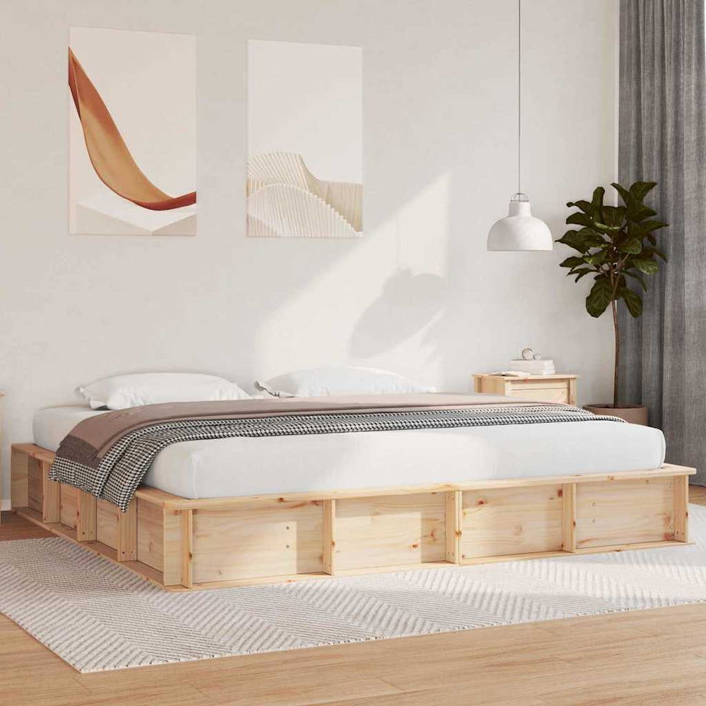 vidaXL Bed Frame Brown 180 x 200 cm Solid Pine Wood
