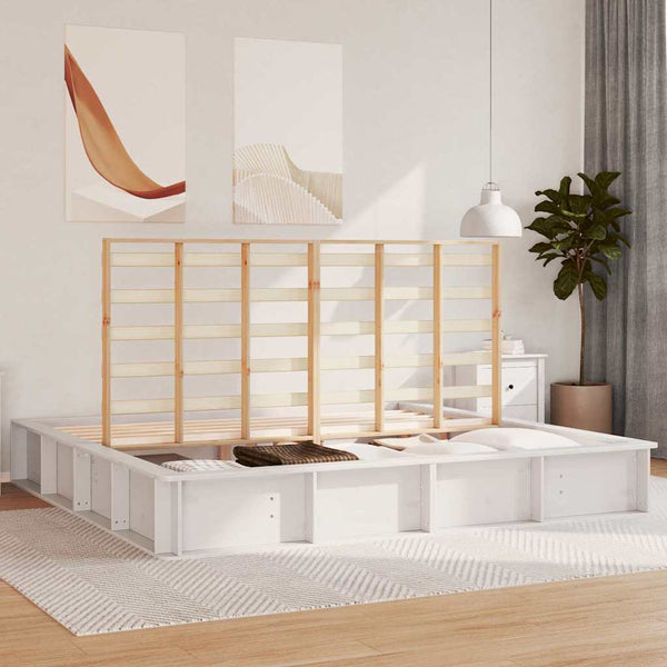 vidaXL Bed Frame White 180 x 200 cm Solid Pine Wood