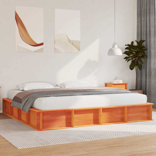 vidaXL Bed Frame Waxed Brown 180 x 200 cm Solid Pine Wood