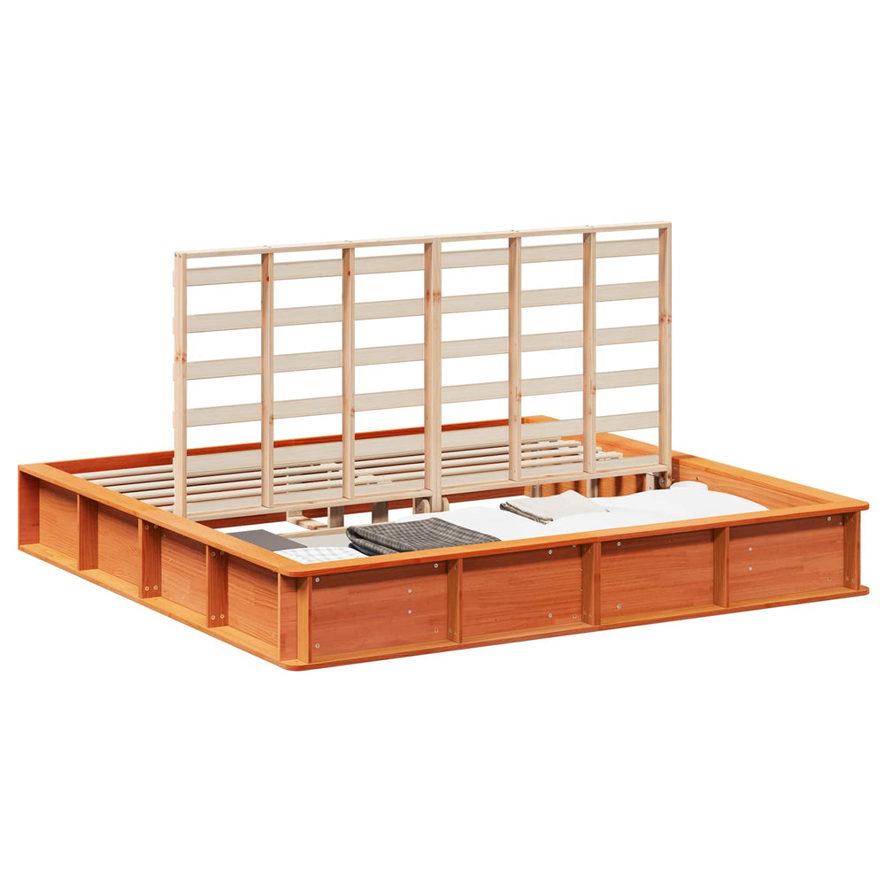 vidaXL Bed Frame Waxed Brown 180 x 200 cm Solid Pine Wood