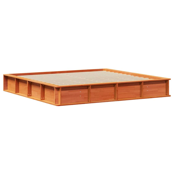 vidaXL Bed Frame Waxed Brown 180 x 200 cm Solid Pine Wood